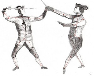 Dessin au crayons de deux duellistes