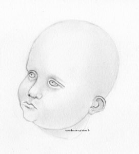 Dessin d'une tête de bébé pour créer un modelé