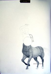 Début d'un dessin d'un Centaure