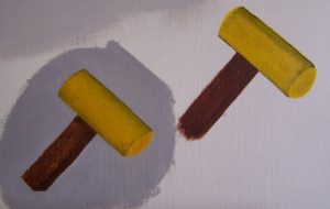 dessin à l'huile d'un maillet