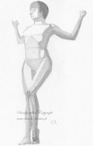 dessins d'un nu féminin au crayon graphite avec des surfaces planes