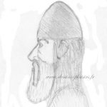 Croquis au crayon graphite de profil d'un viking